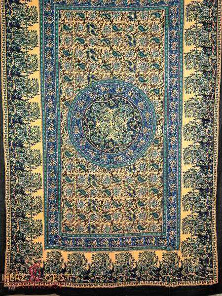 Ritualtuch Tagesdecke Wandbehang - Paisley Ornament blau - Normalgröße
