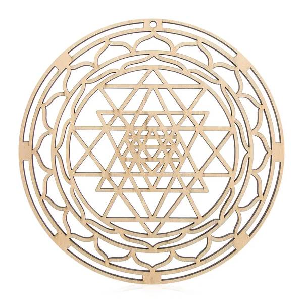 Shri Yantra Symbol - Holz Laserschnitt 14 cm