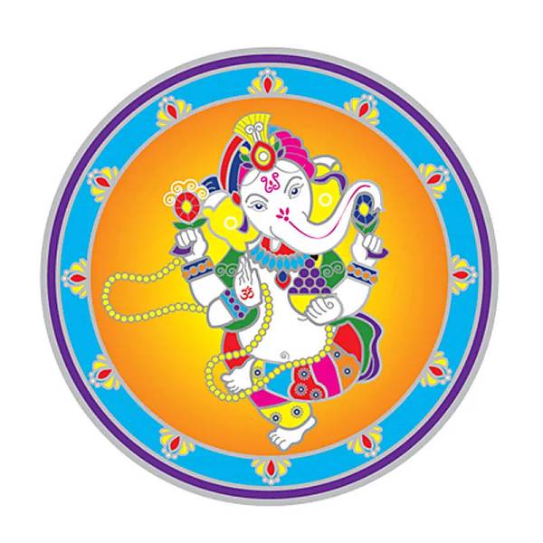 Fenster-Sticker - tanzender Ganesh 15cm - rund